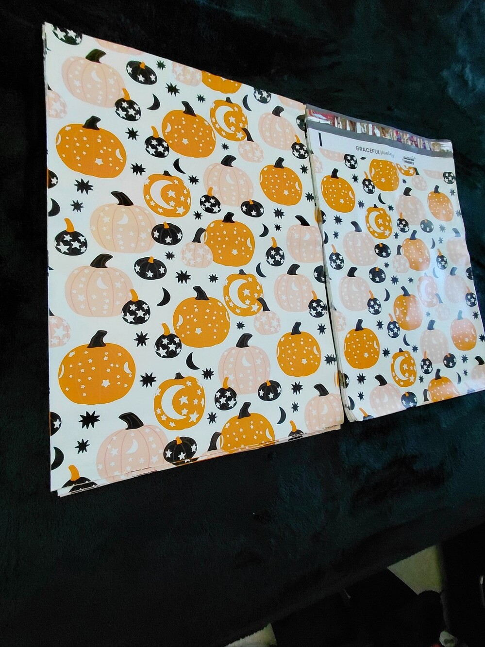 15ct. 14.5x19 Pumpkin Pattern Polys Random Thank You Cards/Stickers - Picture 2 of 4